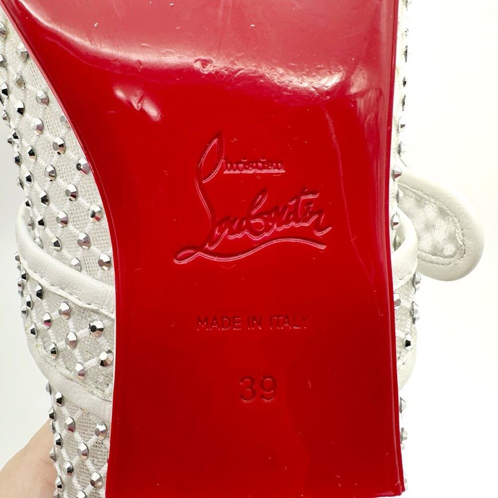 CHRISTIAN LOUBOUTIN Mamastrapitina Crystal Embellished Ballet Flat Size 39 Mesh - Picture 14 of 15
